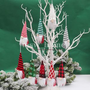 3pcsクリスマスgnome顔のない人形飾りサンタクロースクリスマスツリーハンギングペンダント新年の家のための飾り
