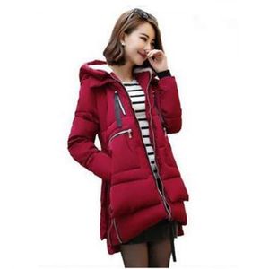 Hooded Women PnapA Coat 5XL Plus Storlek Slim Toppar Höst Vinter Koreanska Svart Röd Khaki Fashion Long Warmth Clothing LR613 210531