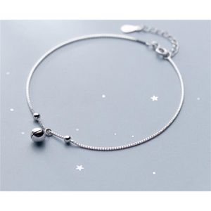 Fino magro autêntico real. 925 Sterling Silver Fine Jewelry polido bola sorte jinjle sino anklet pulseira para criança gtls818