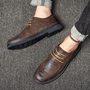 Up Shoe Lace Leather Casual Men s Business Fashion Outdoor Flats respiráveis ​​Sapatos de condução confortáveis ​​Buine Fahion Flat