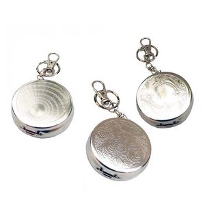 Fashion Pocket Stainless Steel Portable Round Cigarette Ashtray With Keychain Christmas Gift