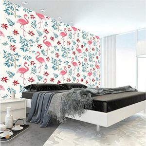 Wallpapers Custom Embossed Wall Paper Hand Painted Flamingo Po 3d Wallpaper TV Background Mural Living Room Restaurant
