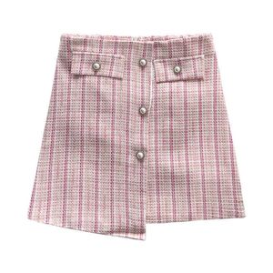 Возможно U-карандаш юбка винтаж сексуальный мини высокая талия короткие шикарные Tweed элегантная жемчужная бисера зима S0098 210529