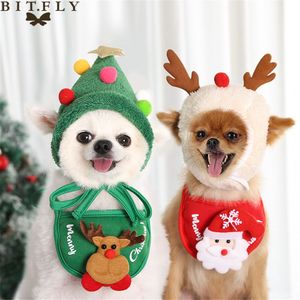 Hund Jul Bandana Santa Hat Dog Scarf Triangle Bibs Kerchief Christmas Costume Outfit för små medelstora stora hundar katter husdjur