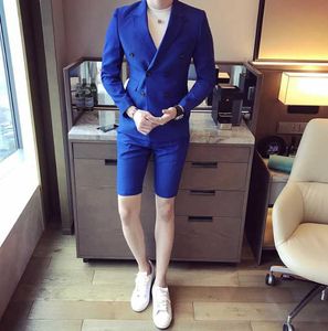 2020 summer men's suit with shorts double-breasted slim fit men's suit jacket party wear black men's wedding suit tuxedo X0909