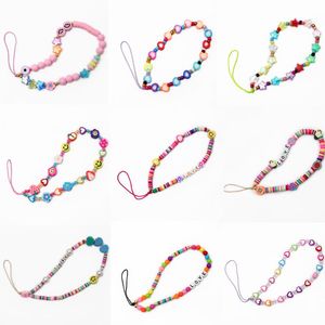 Keychains 2021 Phone Y2K Chain Beaded Strap Wrist Mobile Chains Lanyard LOVE Letter Soft Pottery Heart Star Fruit Charm Jewelry