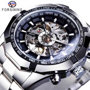 Подсинивающая нержавеющая сталь водонепроницаемый мужской скелетные часы верхний бренд роскошные прозрачные механические спортивные мужские наручные часы 210804