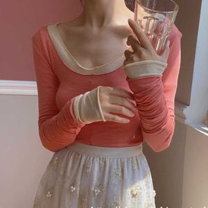 Cotton Casual Sweet Comfortable Simple O Neck Basis Full Sleeve T Shrit Summer Tops Sexy Women Korean Tees Kawaii Clothes QP95 210603