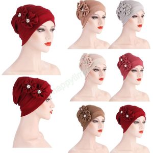 Kobiety Wiosna Lato Kwiatowe Beanie Kapelusz Muzułmanin Hidżabs Stretch Turban Cap Hair Loss Headwear Hijib Cap Chemo Cancer Kapelusze