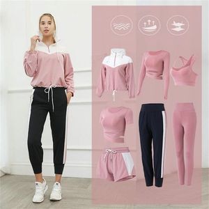 2/3/4/5/7PCS Mulheres Yoga Set Roupas de treino para Ginásio Esportes Correndo e Ciclismo Terno Plus Size XXXL 220117