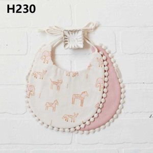 Newborn Burp Cloths Bibs Baby Tassel Floral Bandana Printed INS Fashion Waterproof Pure Cotton Saliva Scarves Towel DAW147