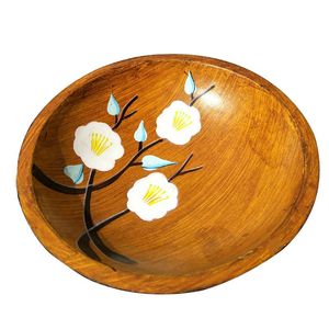 Confezione regalo 2 pezzi Ciotola di frutta secca in legno dipinta a mano Decorazione Scatola decorativa per imballaggio desktop creativo mediterraneo americano