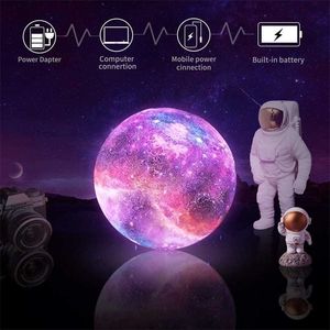 16 färger Moon Lamp Kids Night Light Galaxy Lamp 3D Star Moon Light Change Touch och Remote Control Galaxy Light for Gifts Y0910