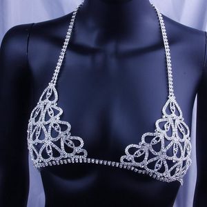 Other Other Luxury Rhinestone Heart Body Chain Bra Necklace Top Chest Accessories For Women Crystal Jewelry Breast Gift