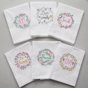 Embroidered Napkins Letter Cotton Tea Towels Absorbent Table Napkins Kitchen Use Handkerchief Boutique