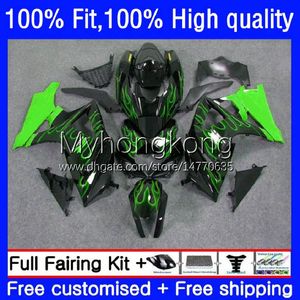 OEM Bodywork para Suzuki GSXR 1000CC 1000 CC K7 Molde de Injeção 27NO.115 GSXR-1000 GSXR1000 07 08 GSXR1000CC 2007 2008 Green Flames GSX-R1000 2007-2008 Kit de Fairing