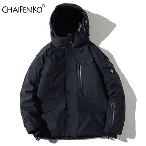 Chaifenko inverno novo aquecido jaqueta com capuz parkas casaco homens outono moda streetwear parka casual homens espessas casaco à prova de vento homens 210222