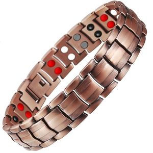 Link, Bracciale a catena in rame puro da uomo Energy Germanio Braccialetti a maglie vintage con ologramma magnetico per