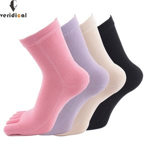 VERIDICAL 5 Pairs Lot Cotton Solid 5 Finger Socks Woman Good Quality Five Fingers Socks Leisure Harajuku Toe Socks Meia 211204