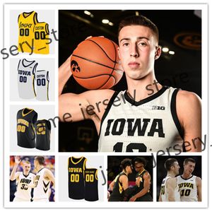 Anpassad Iowa Hawkeyes Basketball Stitched Jersey Tyler Cook Jack Nunge Joe Wieskamp Conner McCaffery Roy Devyn Marble Luka Garza Tony Perkins Ahron ulis