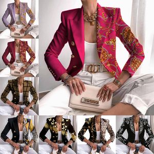 Kvinnor Passar Blazers Höst Fashion Collar Kvinnor OuterWear Office Lady Elegant Butterfly Print Blazer Coat Spring Casual Långärmad jacka