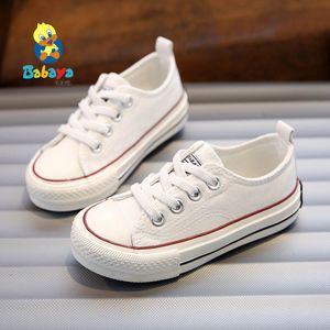 Girls canvas shoes spring Autumn white Running Sneakers children kids shoes soft and comfortable boys Flat school shoes 210303