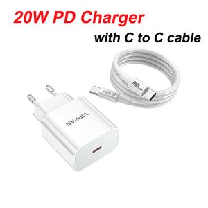 VIPFAN DUVAR Hızlı Şarj 20 W Hızlı Şarj 9 V 2.22A Seyahat Adaptörü AB ABD Fiş Cep Telefonları için USB-C Kablosu Ile Cep Telefonları PD Chargers Için Renk Paketi dahil