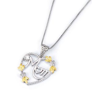 Naszyjniki wiszące dar matki dar kobiety mody biżuteria litera mama kształt serca inkrustowany krystaliczny naszyjnik