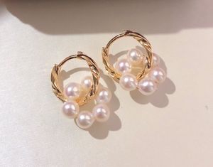 Orecchino per perle fatte a mano Orecchino originale Baroque Barocco di alta qualità Acqua fresca Akoya Pearls 6-7mm Doppio anello Orecchini staccabili per usura individuale