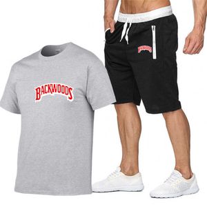 Herr sportkläder uppsättningar backwoods utskrift mode t-shirt shorts kostym bomull hip hop streetwear casual tracksuit sommar kläder y0831