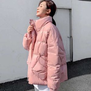 Winter Down Jacket Women Fashion Stand-up collar Thick Parka Loose Student Coat 210531