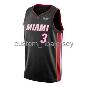 Herren Damen Jugend Dwyane Wade Black Patch Swingman Trikot mit individuellem Namen und beliebiger Nummer genäht