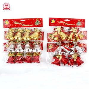 4 pieces/set Red ,gold,silver Christmas Bells Tree Hanging Ornament Metal Jingle Bells for Christmas Holiday Decoration Kids Gift 1.7"x2"