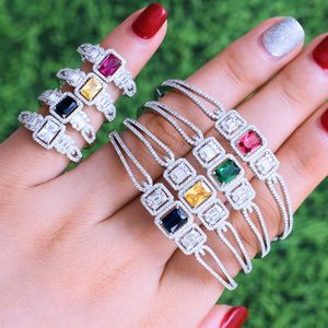 Earrings & Necklace Missvikki Famous Design Brand Charm Open Bangle Ring Jewelry Set For Women Full Shiny Mini Cubic Zirconia Accessories Gi