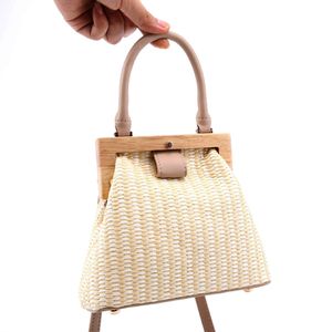 Wooden Clip Women Handbags Designer Straw Bags Luxury Rattan Shoulder Crossbody Bag Wicker Woven Beach Purse