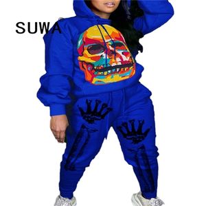 Försäljning Women Set Kläder Långärmad Hoodies Sweatshirt Top Joggers Byxor Hip Hop Casual Byxor Lounge Wear 210525