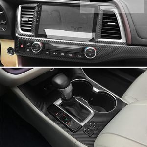 För Honda Highlander 2015-2021 Interiör Central Kontrollpanel Dörrhandtag 5d Carbon Fiber Stickers Dekaler Bil Styling Accessorie