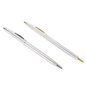 Canetas esferográficas 1 pc 0.7mm caneta de metal papelaria haste de aço inoxidável girando presente de ballpen CANETA acessórios de escritório estudantil