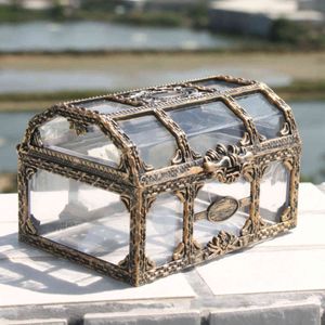 Plastic Transparent Pirate Treasure Box Crystal Gem Jewelry Storage Organizer Chest for Trinket