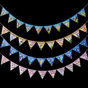 Wholesale kids birthday decor resale online - Party Decoration m Flags Cartoon Animal Printed Birthday Pennants Paper Flag Banquet Decor Children s Day Kids Bunting