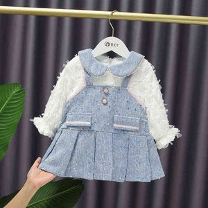 Bebek Kız Tatlı Kalın Artı Kadife Elbise Çocuk Payetli Kış Pileli Uzun Kollu Yaka Prenses Elbise Çocuklar G1129