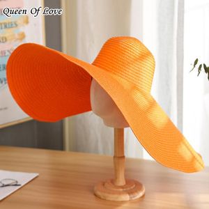 Wide Brim Hats 12Colors Ladies Summer Oversized 70CM Women Floppy Big Beach Hat Fashion Foldable Vacation Sun Visor Caps Drop