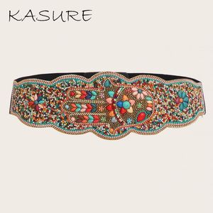 Kasure Bohemian Мода Женщина цыган цыган Сумка BOHO Стиль Стиль Тайлия Смола Бусины Шильт Оболочка Цепь Belly Восковая Веревка Широкий Пояс ручной работы