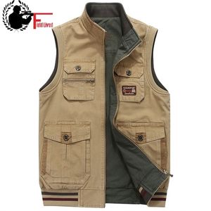 Män Militär Kläder Waistcoat Army Tactical Många fickor Vest Ärmlös Jacka Plus Storlek 6XL 7XL 8XL 9XL Big Male Travel Coat 210925