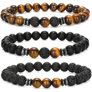 Handmade Natural Energy Stone Bead Strands Charm Bracelets 3pcs Set For Women Men Couple Friend Party Club Yoga Jewelry