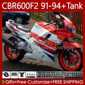 Bodys + zbiornik dla Honda CBR600 CBR 600 F2 FS CC 600F2 Czerwony Biały 91-94 Korki 63NO.65 600FS 600CC CBR600F2 91 92 93 94 CBR600-F2 CBR600FS 1991 1992 1993 1994 Zestaw do błonnika