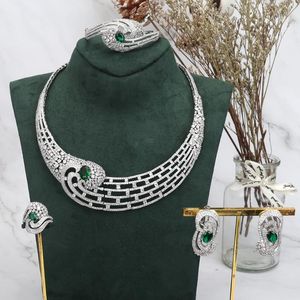 Brincos Colar Tirim Big Sale Nigéria 4 pcs Nupcónia Cúbica Zircônia Jóias conjuntos para mulheres festa de luxo cz cristal casamento jewellry set