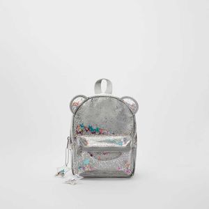 Mini zaino glitter argento con orecchie di gatto da donna o simpatico zaino con paillettes glitterate per bambini X0529