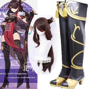 Traje de cosplay de genshin Impacto BEIDOU SAPATOS DE COSPLAY BOTAS Genshin Impacto BEIDOU WIGS BRAID CABE