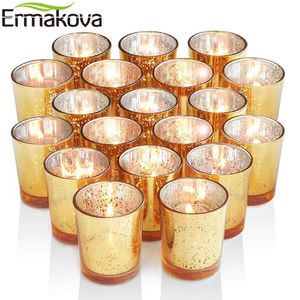 ERMAKOVA 6/12 Pcs Votive Mercury Glass Tealight Candle Holder for Wedding Parties Hotel Cafe Bar Home Decoration 210310